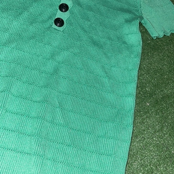 Karl Lagerfeld Paris Ribbed Knit Green Sweater Top - Picture 6 of 9